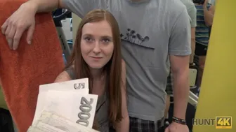 Long haired ginger with cute face fucks for cash in POV scene