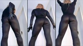 ASS IN BLACK CATSUIT