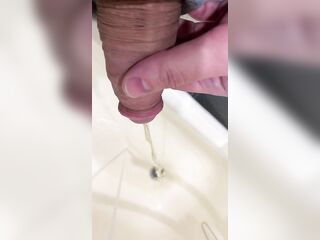Morning pissing in the sink POV