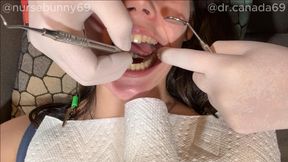 Dr. Canada Cleans Nurse Bunny's Teeth Close View 4K