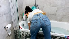the married plumber can t resist her client s cock and cheats on her husband. repentant, she eats the cum from her jeans to hide the evidence.