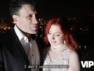 VIP4K. A Nasty Redheaded bride filmed a Homemade Porn video with her Husband right after the Wedding