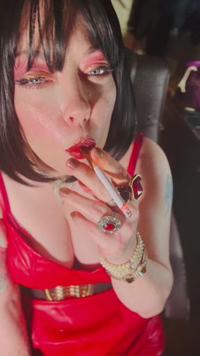 This Smoking Queen, Tina Snua, Loves To Dress In Leather &amp; Smoke - Tip To Tail 2 Cigarettes OMI OME Snap Inhale