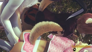 Furry Hentai Bisexual - Rabbit fucks 2 Foxs (Foxy and Fox)