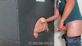 Mega Squirt in the Gloryhole! Fucked by the Stranger to the Creampie!