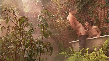 Horny Babe Faith Leon Fucks Her Man in the Yard