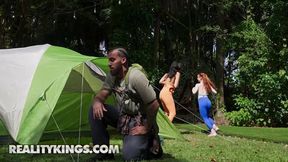 Camping trip turns steamy for besties Roxie Sinner and Amy Quinn in a 3some