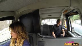 Female Fake Taxi - Horny Taxi Driver Picks up a Handsome Stranger, Gives Him a Blowjob &amp; Finish Doggystyle Sex