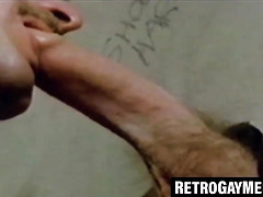 Classic gay hunk demonstrates toilet deepthroat mastery