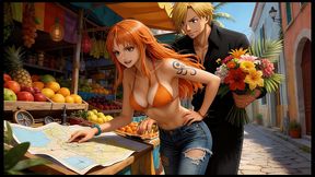 nami sanji y luffy varados en una isla muy caliente - audio en espanol- ia porn -nami sanji and luffy stranded on a very hot island