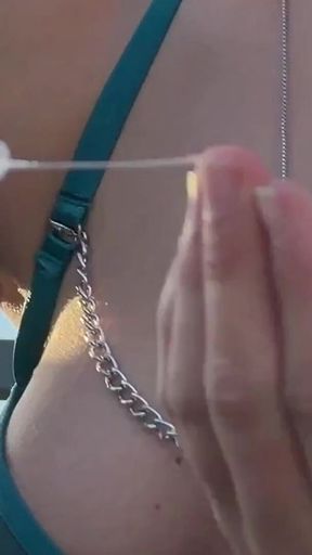 Incredibly Hot and Intense Open Air Sloppy Handjob with Oil and Balls Massage From a Real Amateur College Girl with Lots of Cum