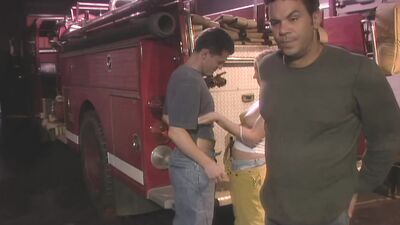 Taylor Lynn enjoys getting her shaved pussy pounded by a fireman's big dick