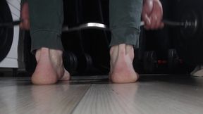 Weightlifting Exercise and My Foot Landed in Sperm.(at the End I Stepped in Drool)