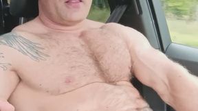 SOLO MALE: Muscular Daddy Dante Strips & Jerks Off a HUGE Load While Driving!