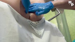 Pornstar Marcus Pollack on doctors gyno chair for extreme anal