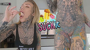 Suck It - Full Body Tattoo Alt Girl Stripping With Becky Holt