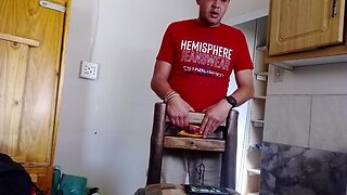 Chair fucking with lube and a massive cumshot - must see