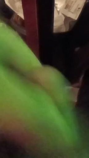 Cumming with a Green Glowing Light