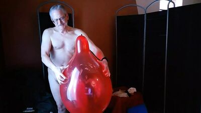 132) Red 17" Balloon Cum and Pop by Daddy