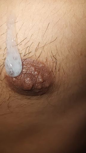 Slim man grabs his penis as a toy and starts masturbating all the time he was in the bathroom while they were not at home alone