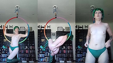 aerial hoop circus play finger fuck and panty dirty