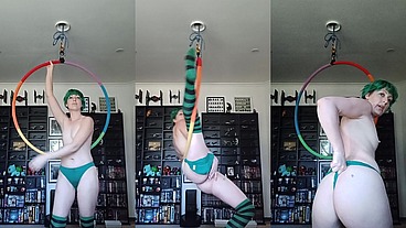 aerial hoop circus play finger fuck and panty dirty