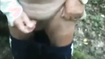 Mature bear strokes his uncut cock outdoors until he cums