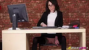 Pantyless Office Secretary Encourages You To Wank Off In Her Office