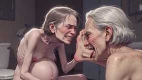 Two Ugly 90 Year Old Grannies Foot Fetish - Licking & Moaning in Pleasure