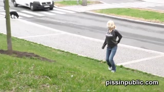 Crazy Czech girls are peeing in the middle of the city and get caught