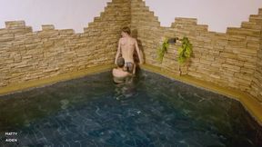 Teenagers have fun in the swimming pool, suck and bareback: Matty and Aiden