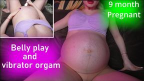 Pregnant belly and pregnant orgasm from vibrator