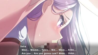 Purple-haired anime cutie passionately sucks and fucks a massive dick in HD