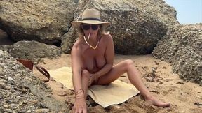 Smoking All White Naked On The Beach