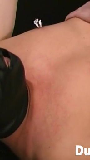 Poor dude has his balls and cock touched in a group bondage scene