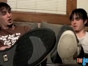 Straight dudes play with cocks and feet until a blasting end