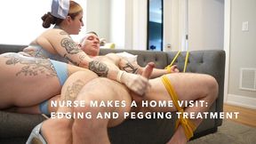 nurse makes a home visit: pegging and cum eating