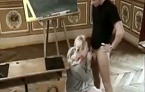 Amazing blonde teen`s private lesson
