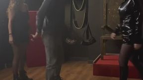 Whoever knocks him down... wins! (kicking competition)