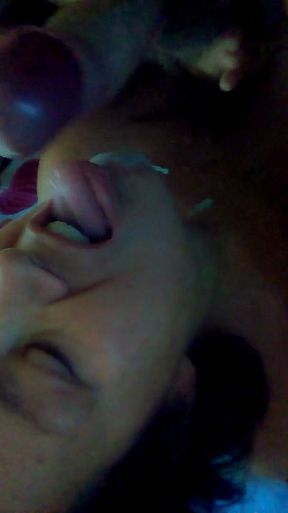 Johns cum pours down into Jen's mouth