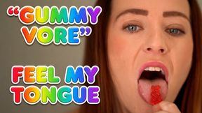Close Up Gummy Bear Vore - Sexy Redhead Teases & Swallows Tiny Gummy on Her Tongue!