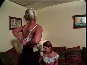 Blonde chick shows her friend this green toy and starts fucking her with it