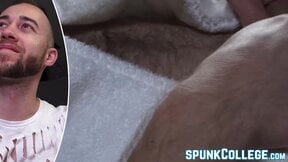 Fit jock is eager to jack off his hairy cock and cum solo