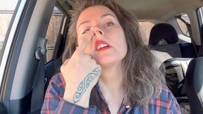cleaning nose in the car mov