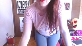 Beautiful Italian milf with sweet yoga pants has really wet orgasms