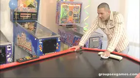 Mature MILF and young stud in wild group sex