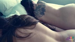 Two hot brunettes share their boyfriend in a steamy amateur threesome