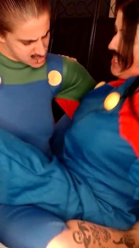 Lesbian Cosplay Mario and Luigi Scissoring