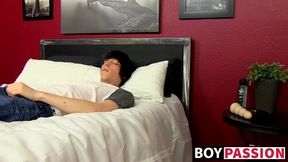 Passionate emo Tyler Bolt working on his ass with a dildo