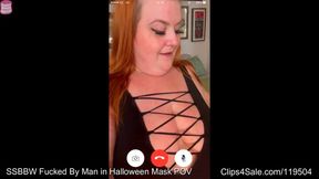 SSBBW Fucked By Man in Halloween Mask POV